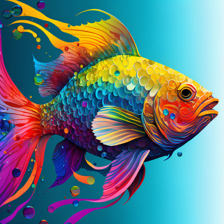 Colorful fish on blue background. Vector illustration for your design.の素材
