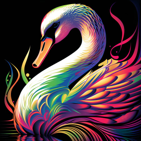 Beautiful swan vector illustration. Colorful swan design.の素材