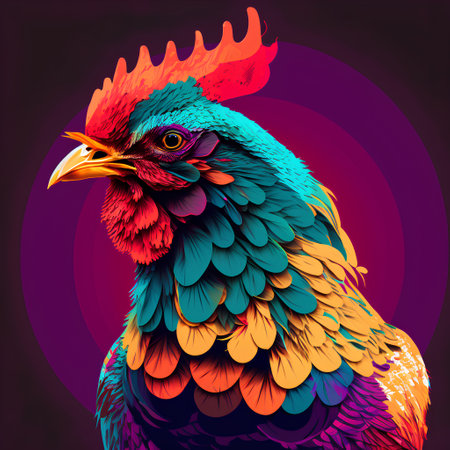 Colorful rooster. Colorful rooster. Vector illustration.の素材