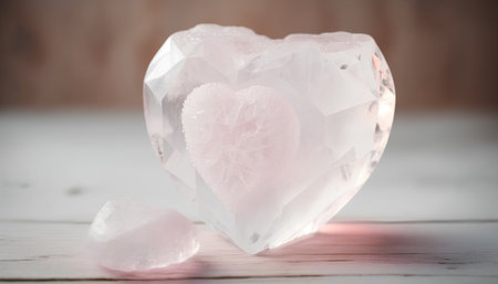 crystal heart on a wooden background, valentine's dayの素材