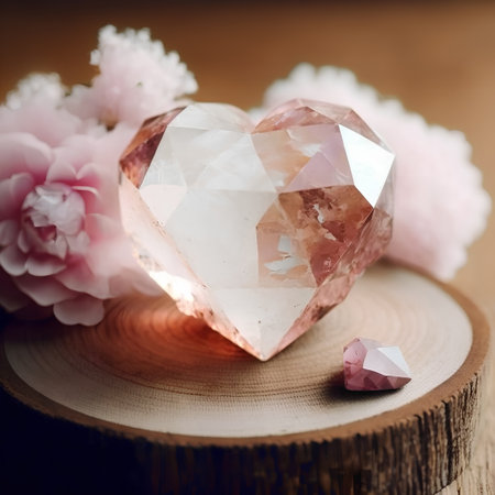 Gemstone heart on a wooden background. Valentines Day.の素材