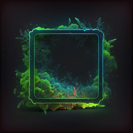 Abstract green frame on dark background. Vector illustration for your design.の素材