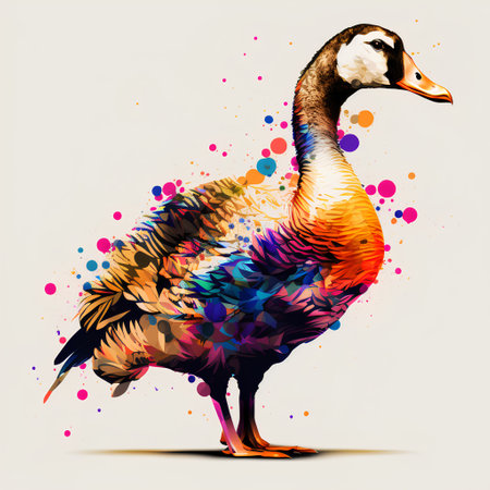 Watercolor goose on a white background. Vector illustration of a goose.の素材