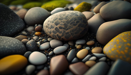 3d rendering of an abstract background with pebbles and stonesの素材