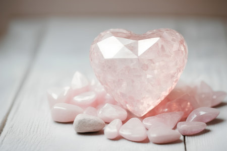Pink heart on a white wooden background. Valentine's day concept.の素材