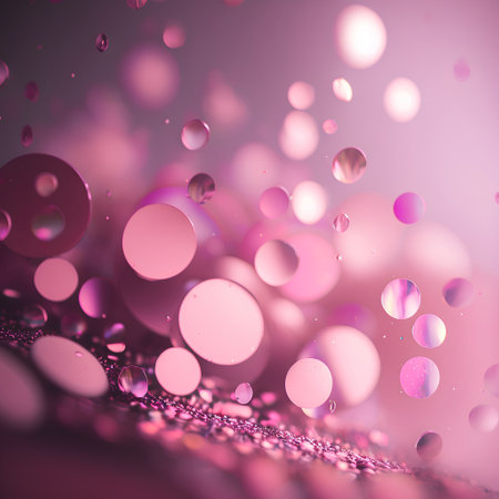 Abstract bokeh background with pink and purple circles, 3d illustrationの素材
