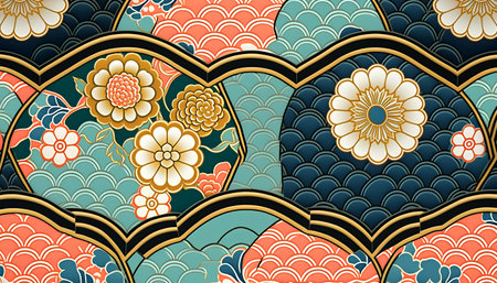 Seamless pattern with traditional Japanese ornament. Vector Illustration.の素材