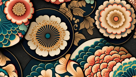 Seamless pattern with stylized floral ornament. Vector illustration.の素材