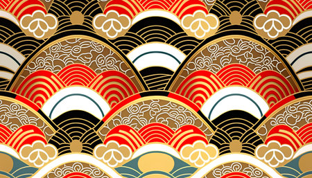Seamless pattern with abstract hand-drawn waves. Vector illustration.の素材