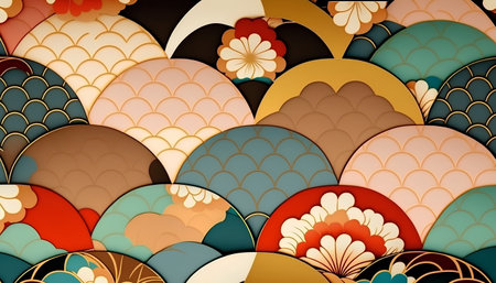 Seamless pattern in Japanese style. Vector illustration. Eps 10.の素材