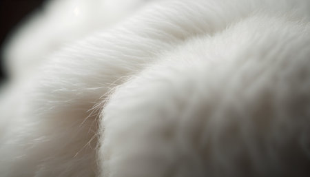Close-up of white cat's fur. Shallow depth of field.の素材
