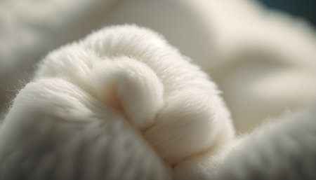 Close-up of woolen white knitted scarf. Soft focus.の素材