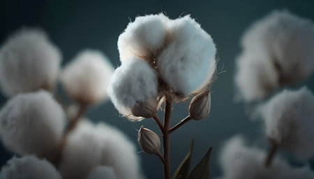 Cotton flowers on a dark background, close-up, macroの素材