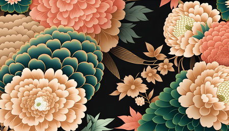 Seamless floral pattern with dahlias. Vector illustration.の素材