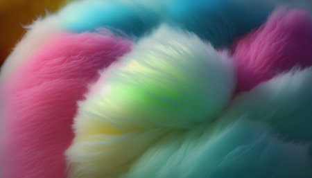 abstract background of multicolored fur, closeup of photoの素材