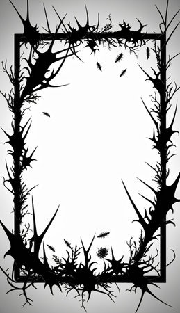 Frame with black prickly plants. Vector illustration. Eps 10.の素材