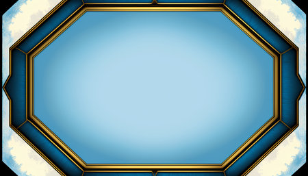 Abstract blue background with golden frame. Element for design. Template for designの素材