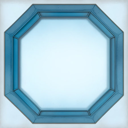 blue frame on the wall. 3d rendering. Computer digital drawing.の素材