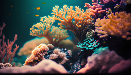 Beautiful underwater world with corals and tropical fish. Underwater world.の素材