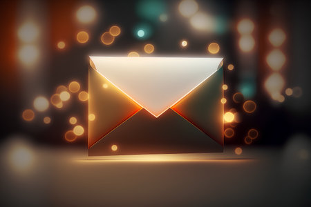 Envelope on abstract background with bokeh effect. Vector illustration.の素材