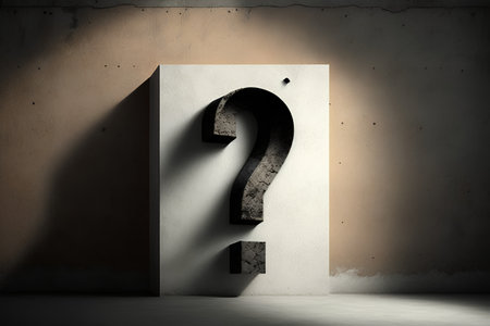 question mark on concrete wall background, 3d render, square imageの素材