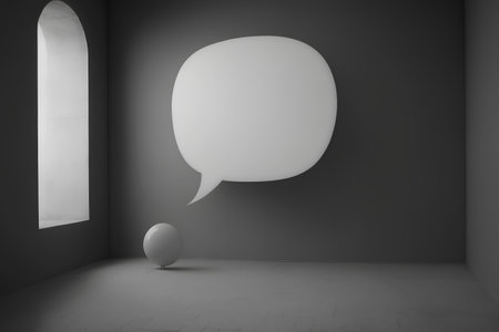 empty room with speech bubble, 3d render, black and whiteの素材