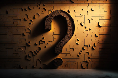 Question mark on the wall made of puzzle pieces, 3d renderの素材