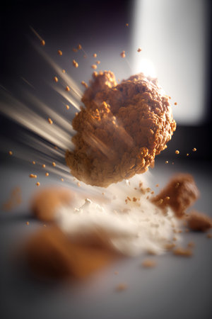 3d illustration of a meteorite falling into the air with an explosionの素材