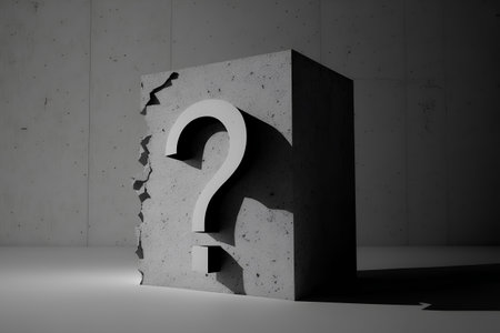 question mark on concrete wall background, 3d render, square imageの素材