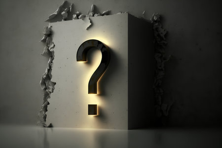 question mark in hole in concrete wall, 3d render, abstract backgroundの素材