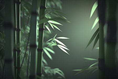 Bamboo forest background, 3d render, toned image.の素材