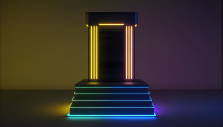 3d render, neon light, pedestal, podium, pedestalの素材