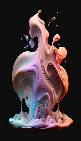 Colorful paint splashing isolated on black background. 3d renderingの素材
