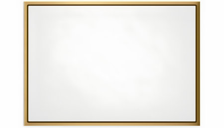 Blank white paper in gold frame isolated on white background. 3d illustrationの素材