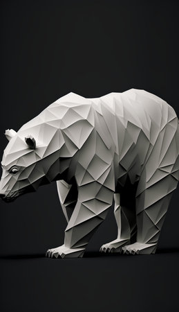 Abstract polygonal bear on a black background. 3d renderingの素材