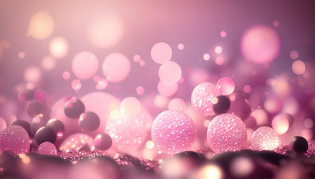 abstract background with bokeh defocused lights and purple ballsの素材