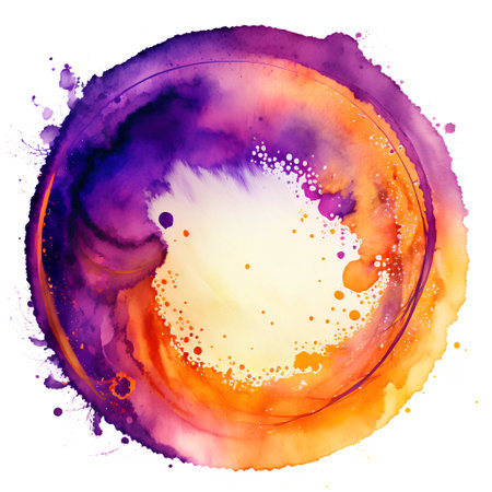 Abstract watercolor circle on white background. Watercolor hand drawn illustration.の素材