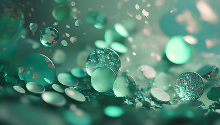 Abstract green background with bokeh defocused lights. 3d renderingの素材