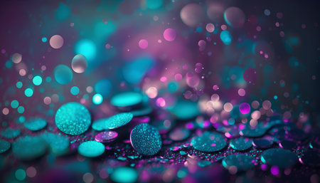 Water drops on dark background with bokeh effect. 3d renderingの素材