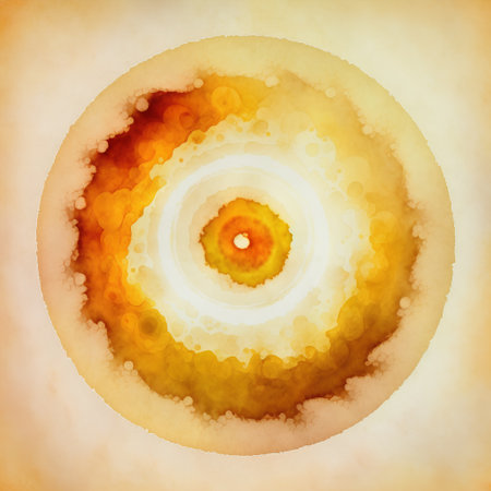 abstract background with yellow and orange watercolors on old paperの素材