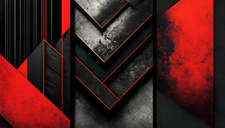 Black and red metallic background. 3D illustration. 3D rendering.の素材