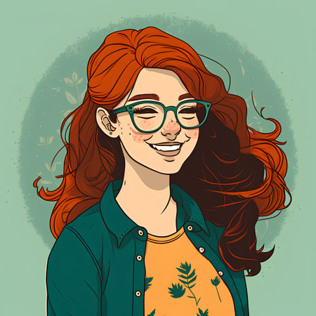 Beautiful young woman in glasses. Vector illustration in retro style.の素材