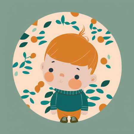 Cute little boy in a sweater. Vector illustration in a flat style.の素材