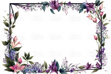 Beautiful watercolor floral frame with space for your text. Illustrationの素材