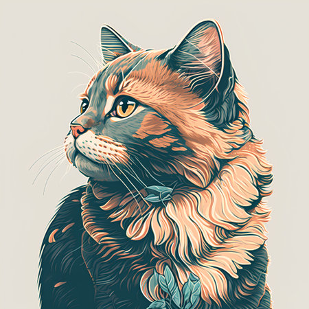 Portrait of a cat with a bow tie. Vector illustration.の素材