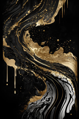Black and golden liquid texture. Abstract background. Vector illustration for your designの素材