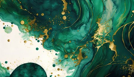 Marble abstract acrylic background. Marbling artwork texture. Agate ripple pattern. Gold powder.の素材