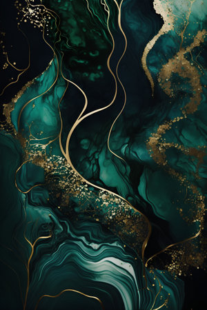 Abstract blue and gold background with gold elements. Design element for poster, card, invitation, placard or brochureの素材