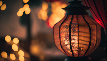 Beautiful Chinese lanterns in the Chinese New Year. Selective focus.の素材