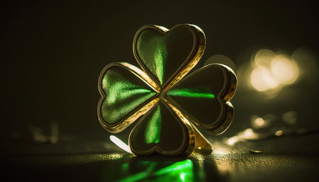 St. Patrick's Day background with shamrock and bokehの素材